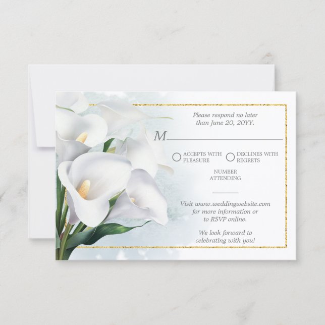 Réponse au mariage avec lys calla blanc ivoire (Devant)