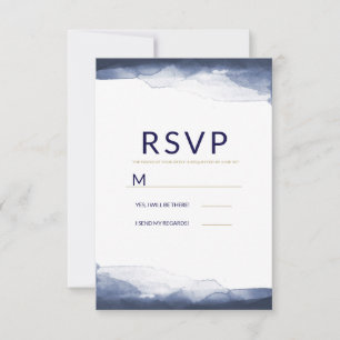 Réponse au mariage chic moderne aquarelle bleu mar