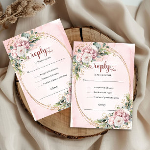 Réponse au mariage élégant eucalyptus rose poudré