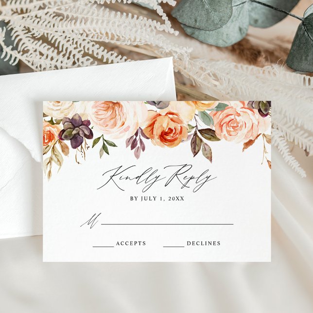 Réponse au Mariage Floral Automnal Rustique Élégan (Créateur téléchargé)
