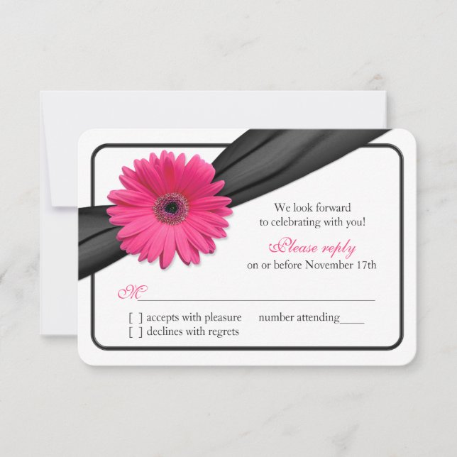 Réponse au mariage Ruban Noir Gerbera Rose Daisy (Devant)