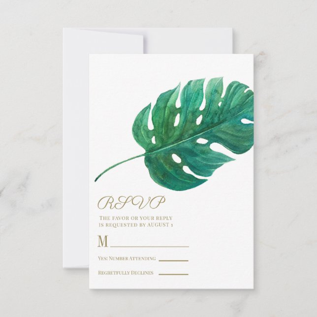 Réponse au mariage tropical avec feuille de palmie (Devant)