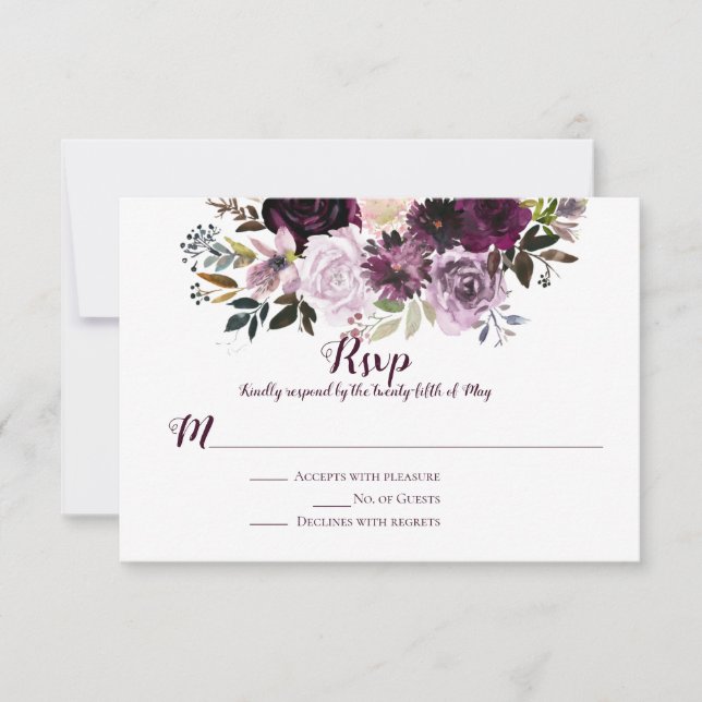 Réponse aux pivoines roses mauves RSVP (Devant)