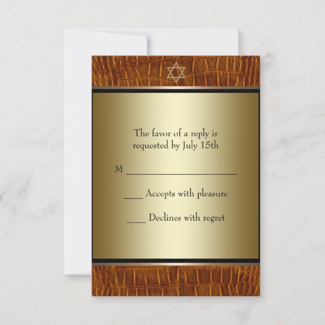 Réponse Bar Mitzvah Cuir Brun Barre Noire (Devant)