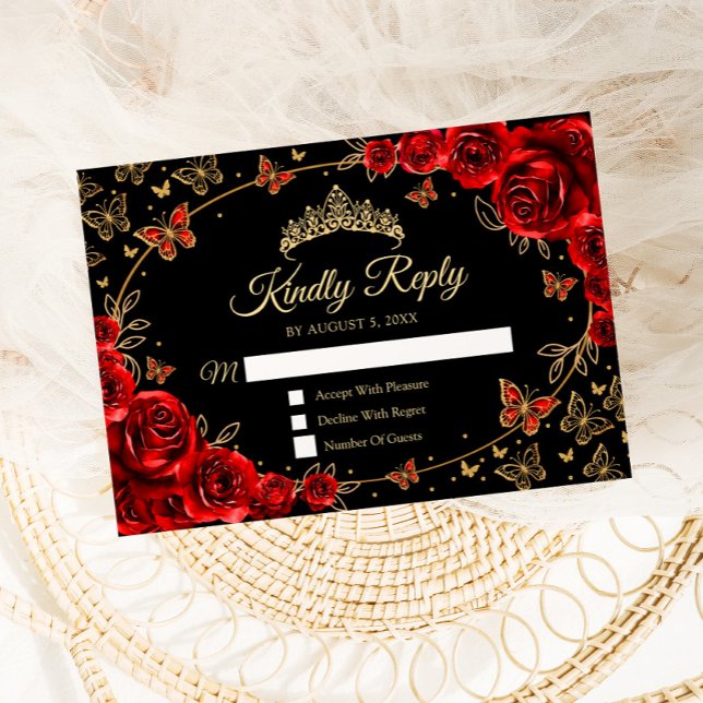Réponse Black Red Gold Quinceanera (Créateur téléchargé)