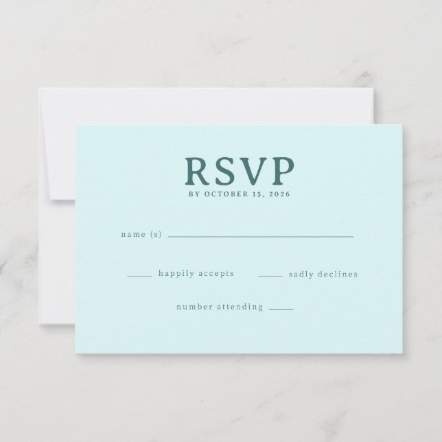 Réponse Calme Turquoise Minimaliste RSVP (Devant)