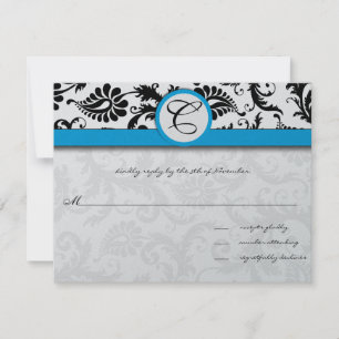Réponse Cartons d'invitation de mariage en damas noir avec