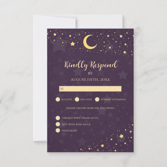 Réponse Céleste Mariage Étoiles Violettes (Devant)