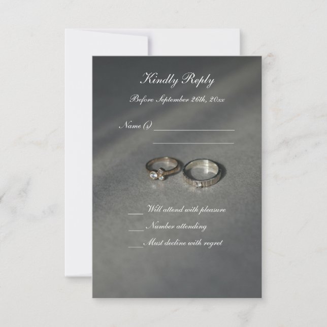 Réponse chic gris et blanc pour mariages (Devant)