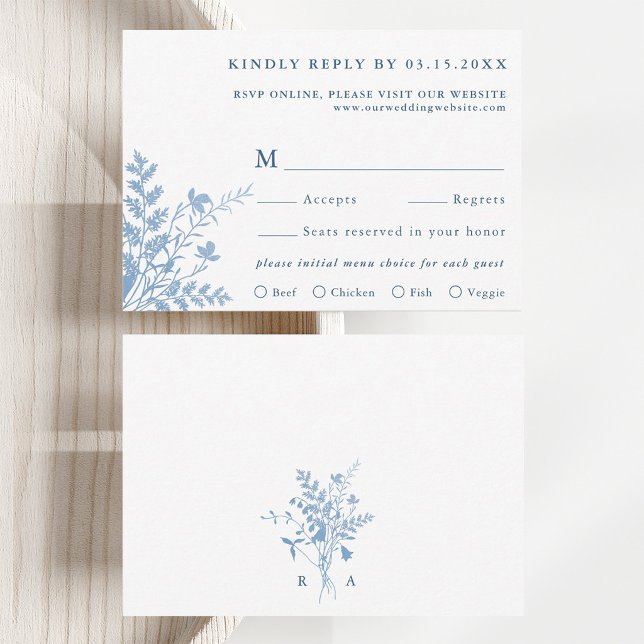 Réponse de choix de repas de mariage botanique ble (Front & Back)