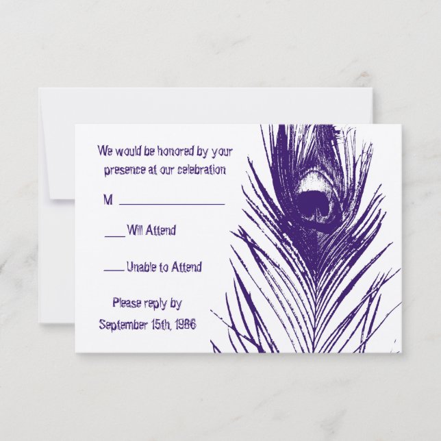 Réponse de mariage à la plume de paon violet (Devant)