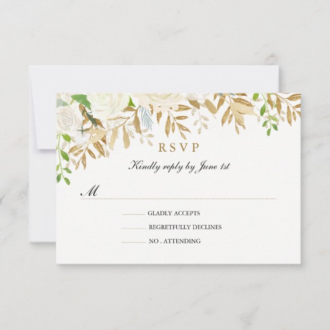 Réponse de Mariage à l'Aquarelle de Feuille Floral (Devant)