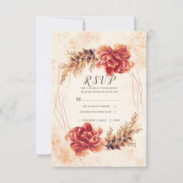 Réponse de mariage à l'aquarelle florale aux épice (Devant)