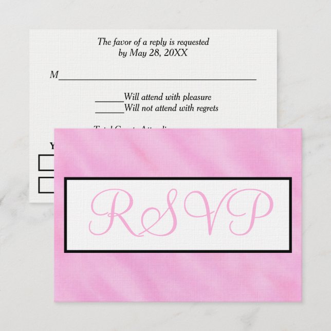 Réponse de mariage à l'aquarelle rose clair (Devant / Derrière)