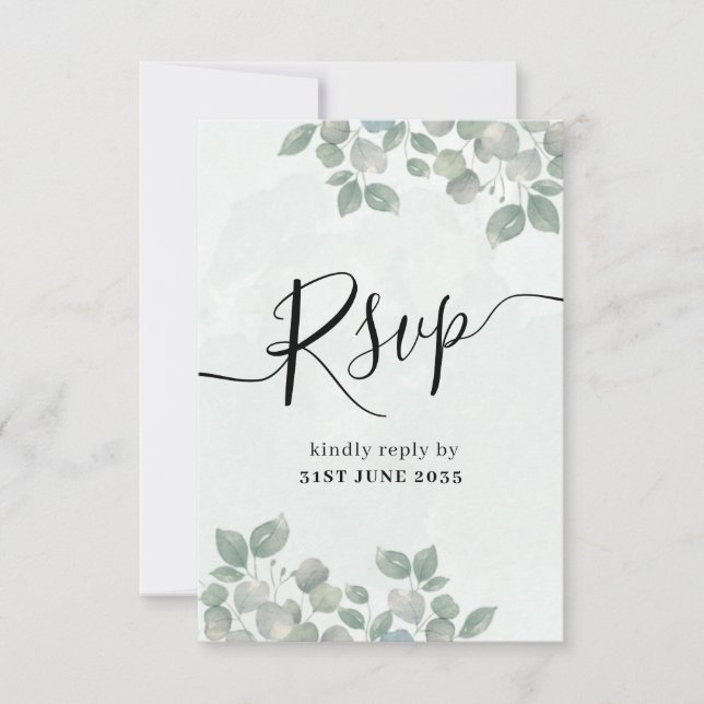 Réponse de mariage à l'eucalyptus vert sauge rusti (Devant)