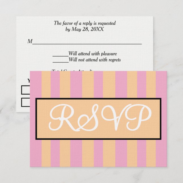 Réponse de mariage à rayures cabane rose de plage  (Devant / Derrière)