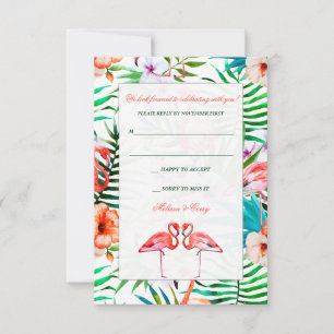 Réponse de mariage au flamant rose aquarelle