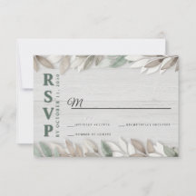 Réponse de mariage aux feuilles aquarelles rustiqu