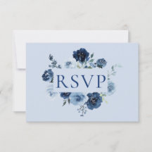 Réponse de mariage avec code QR floral bleu poussi