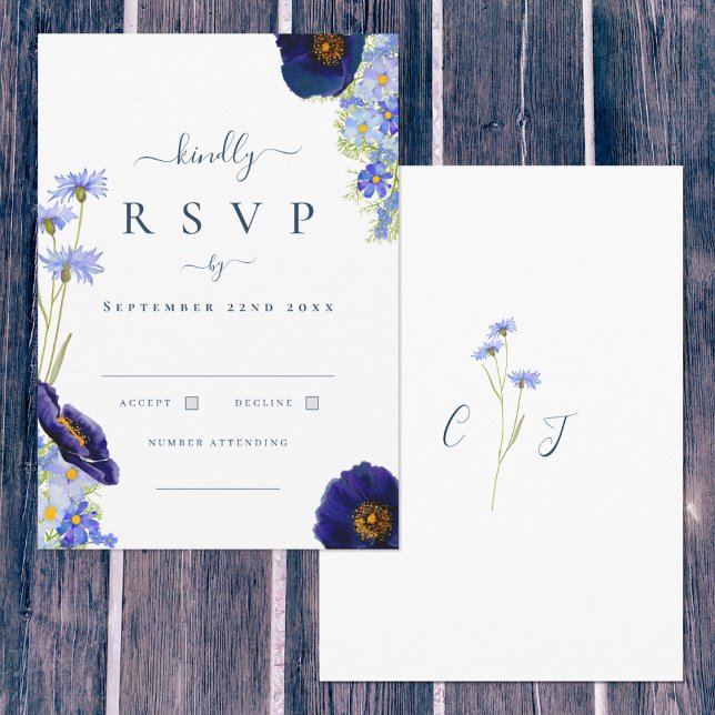 Réponse de mariage bleu floral élégant d'été (Créateur téléchargé)
