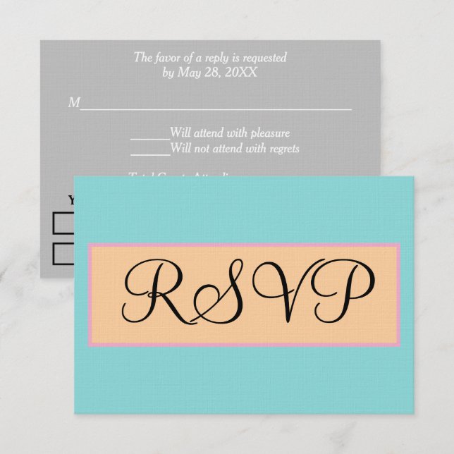 Réponse de mariage bleu turquoise argent rose beig (Devant / Derrière)