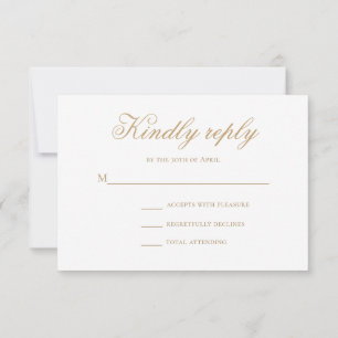 Réponse de Mariage Calligraphie Dorée Minimaliste