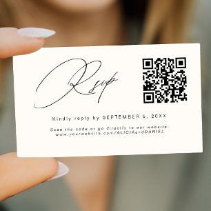 Réponse de mariage carton encart code QR ivoire no