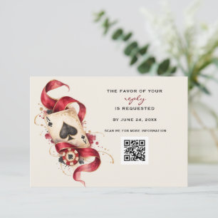 Réponse de mariage Casino Burgundy Gold avec QR Co