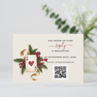 Réponse de mariage Casino Burgundy Gold avec QR Co