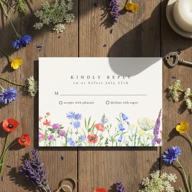 Réponse de mariage champêtre aux fleurs sauvages  (Rustic Wildflower Meadow Wedding RSVP)