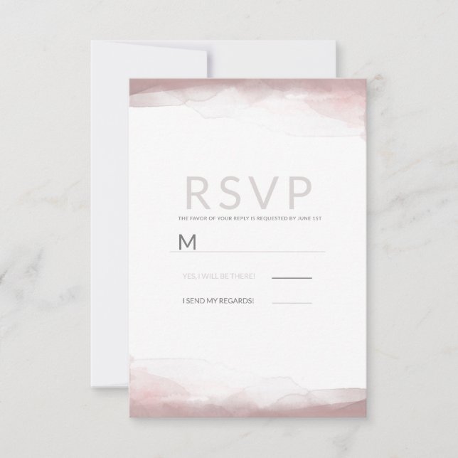 Réponse de mariage chic moderne aquarelle rose blê (Devant)