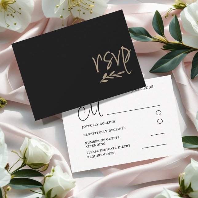 Réponse de mariage chic noir et or (Créateur téléchargé)