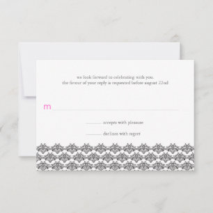 Réponse de mariage Damask Simplicity Noir Rose