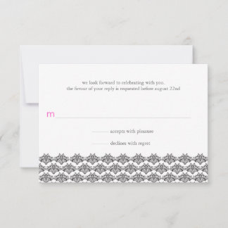 Réponse de mariage Damask Simplicity Noir Rose