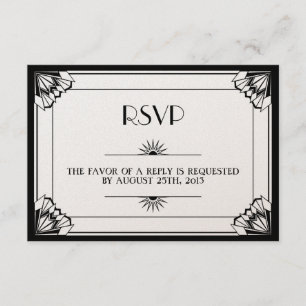 Réponse de mariage de l'art déco RSVP de noir