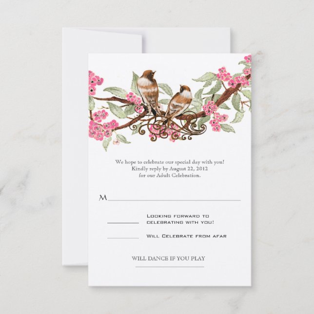 Réponse de mariage de l'oiseau d'amour rose (Devant)