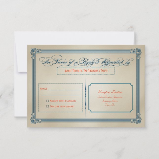 Réponse de mariage DIY Orange, sarcelle et bleu vi (Devant)