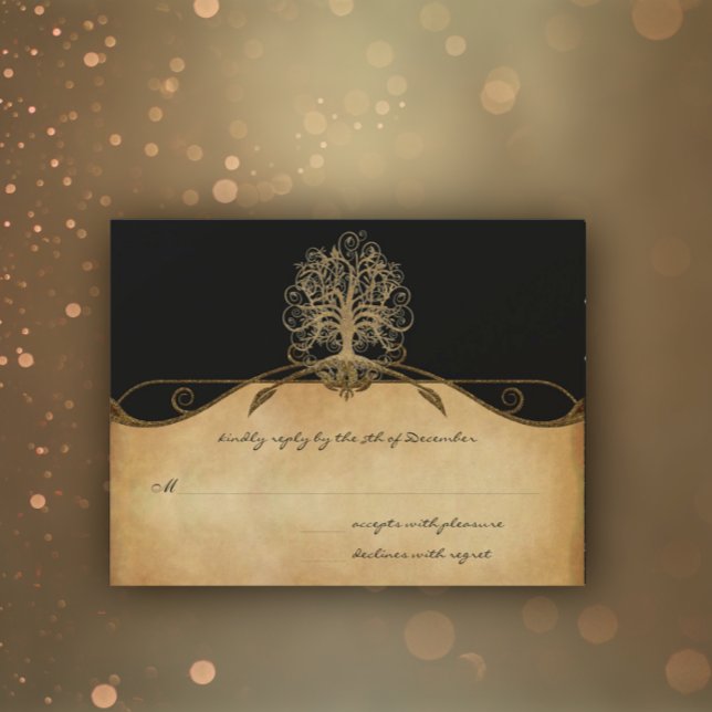 Réponse de mariage élégant arbre or et noir (Créateur téléchargé)