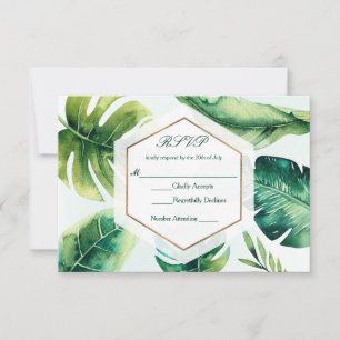 Réponse de mariage élégant blanc feuilles tropical
