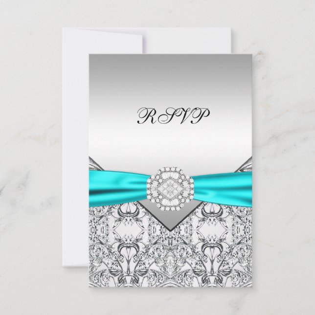 Réponse de mariage élégante argent et bleu sarcell (Devant)