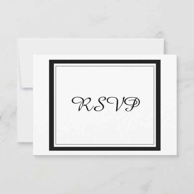 Réponse de mariage élégante avec bordure noire (Devant)