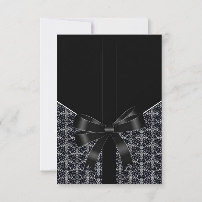 Réponse de mariage élégante en noir damas blanc (Devant)