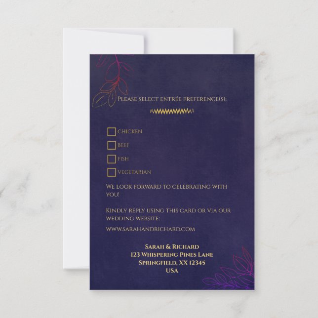 Réponse de mariage élégante en velours navy avec a (Dos)