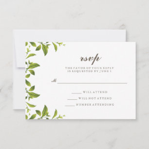 Réponse de mariage élégante feuilles botaniques ve