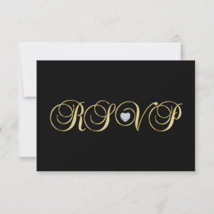 Réponse de mariage élégante personnalisée noir or