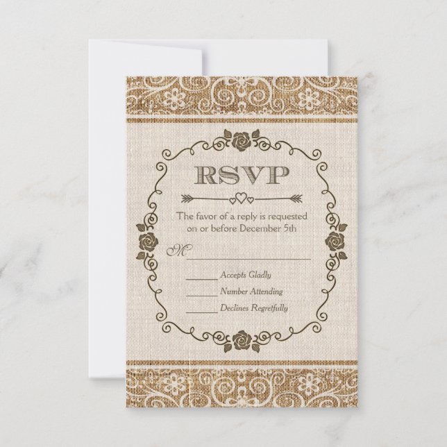 Réponse de mariage en dentelle de jute rustique (Devant)