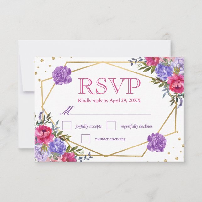 Réponse de mariage Fleurs d'été aquarelle Boho (Devant)