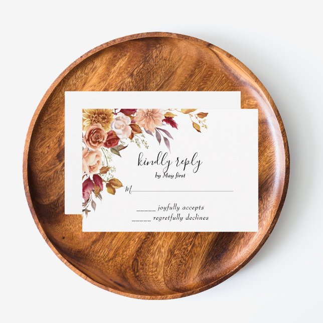 Réponse de mariage floral aquarelle automnal (Elegant Autumn Watercolor Floral Wedding Party Supplies)