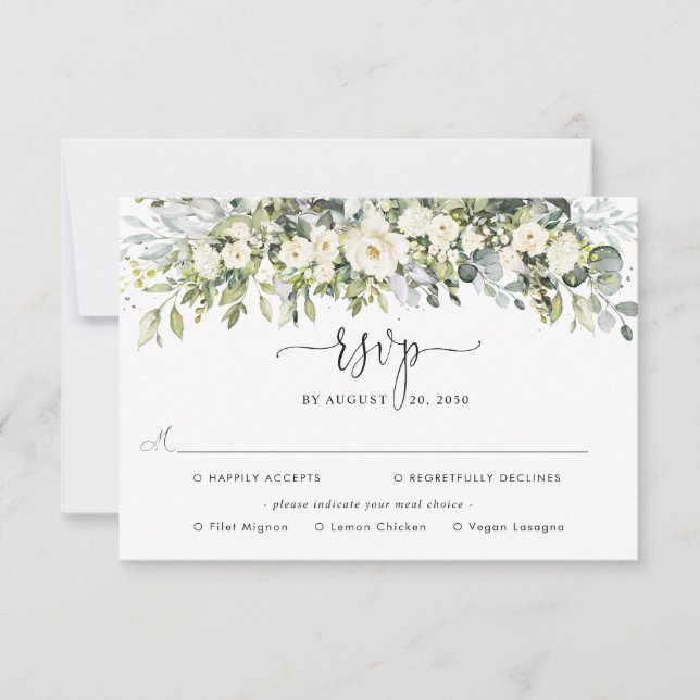 Réponse de Mariage Floral Blanc avec Choix de Repa (Devant)