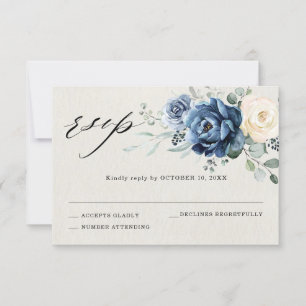 Réponse de mariage floral bleu champagne ivoire Na